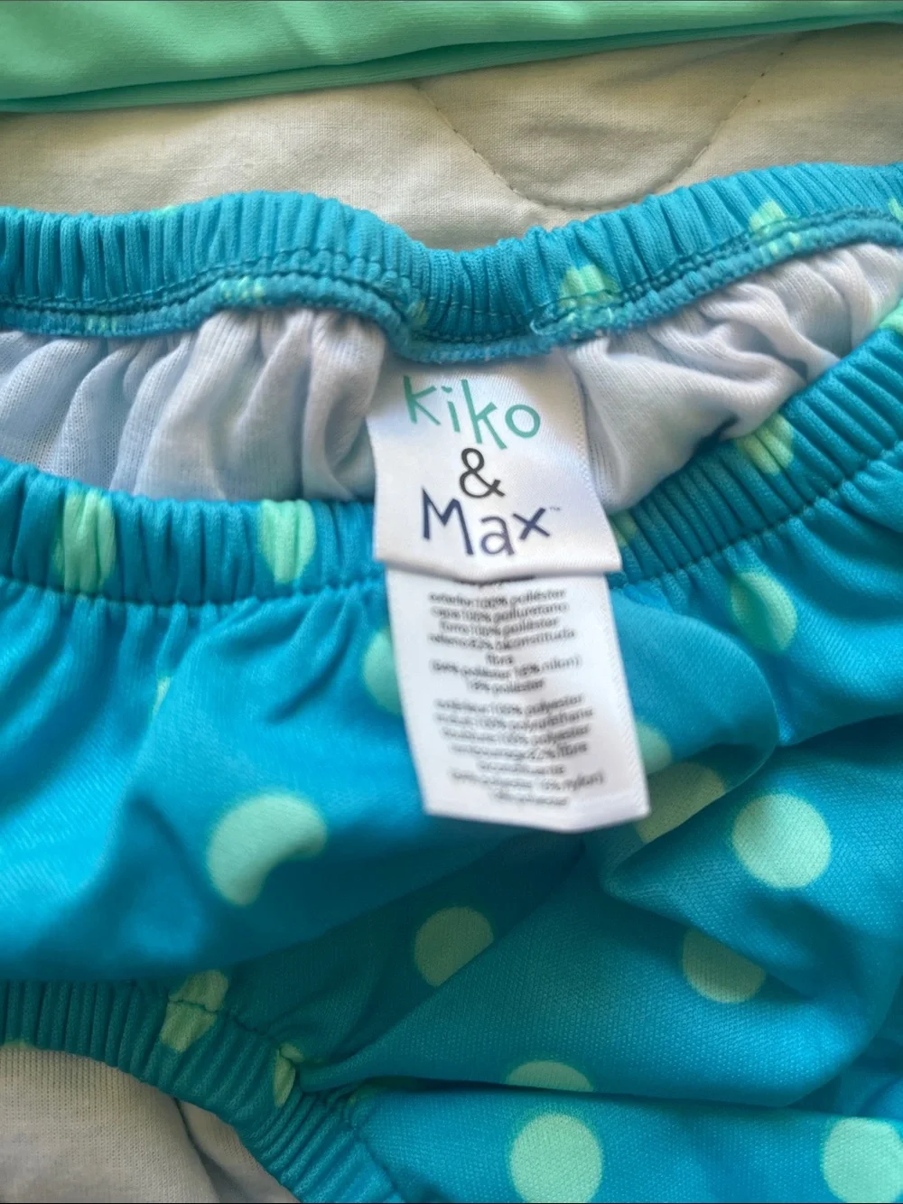 Rash Guard Set - Mint Top with Blue Polka Dot Bottom